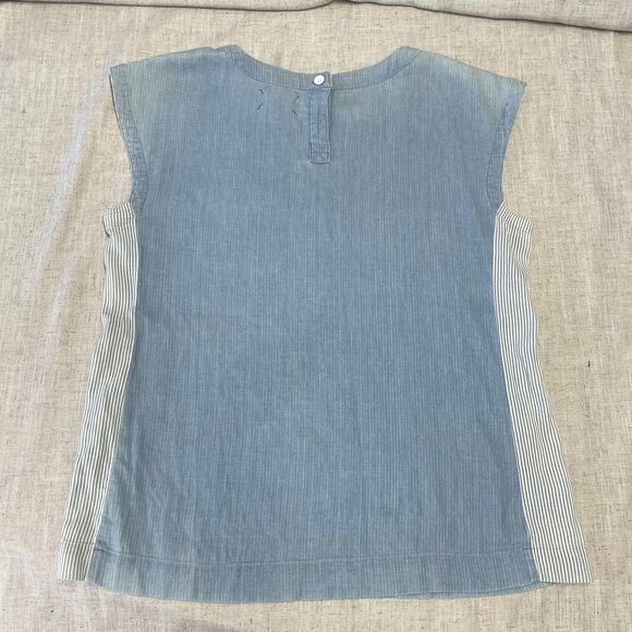 Lou & Grey Chambray Cap Sleeved Shirt Striped Cotton Women's Size Small - Picture 6 of 8